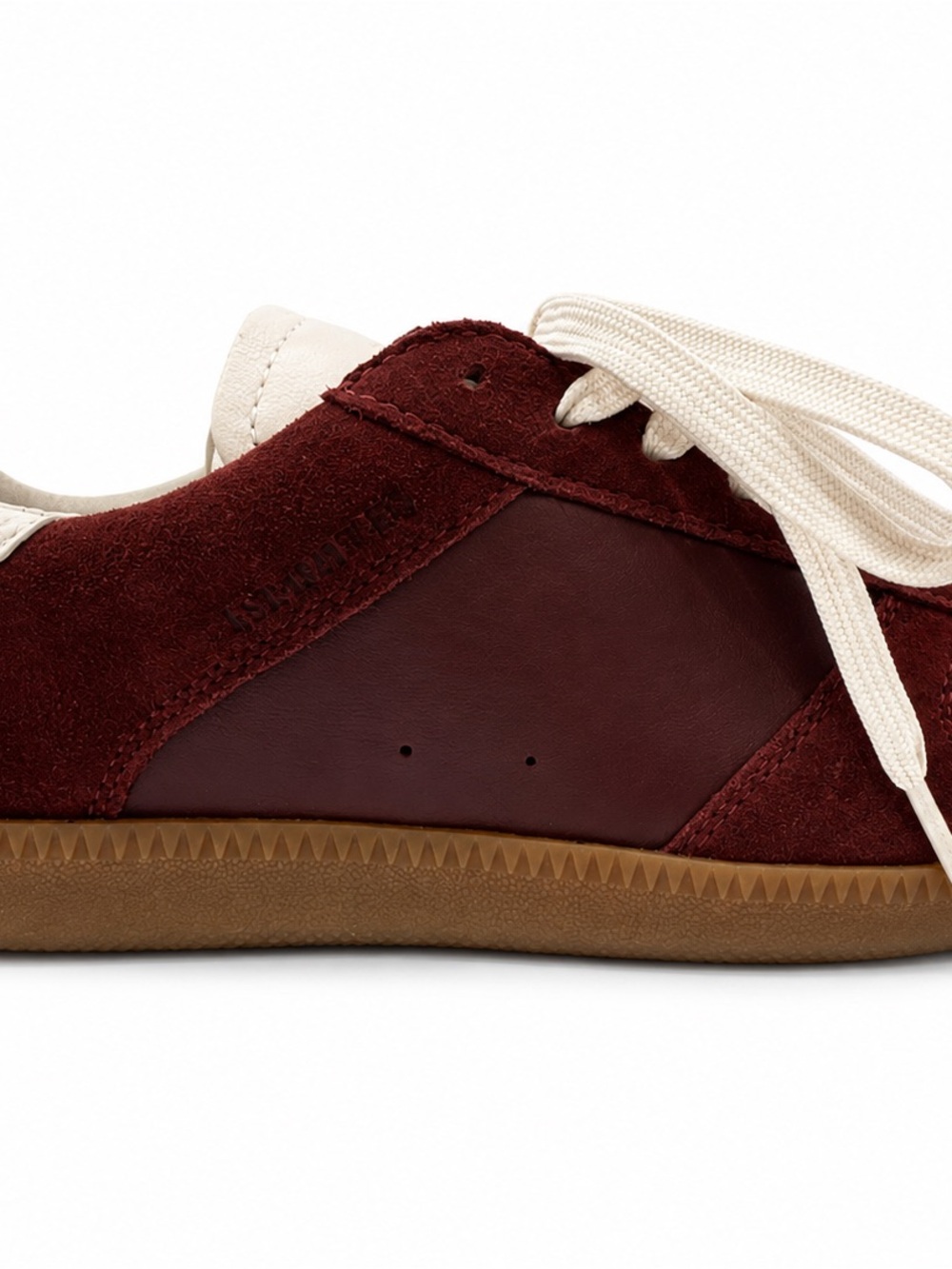 Coach Men's Burgundy Suede & Leather Sneakers with Cream Laces - Picture 2 of 3